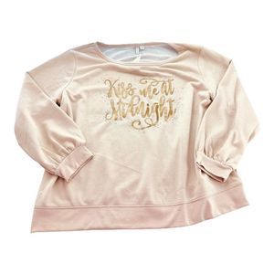 8941 Tan studded "Kiss Me at Midnight" tan sweater sz 18w 20w